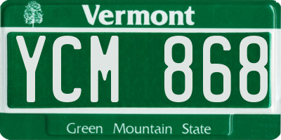 VT license plate YCM868