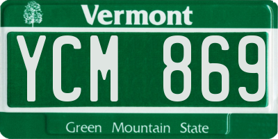 VT license plate YCM869