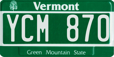 VT license plate YCM870