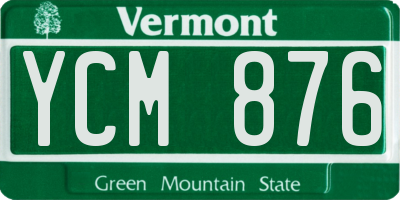 VT license plate YCM876