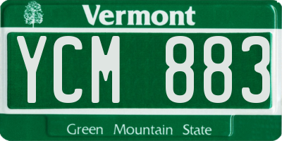 VT license plate YCM883