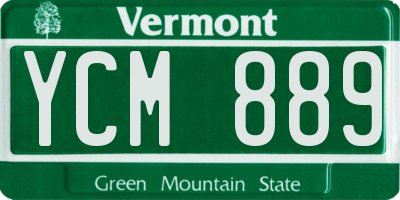 VT license plate YCM889