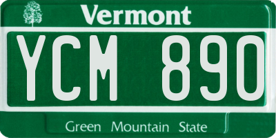 VT license plate YCM890