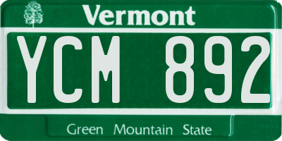 VT license plate YCM892