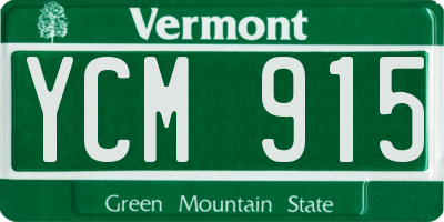 VT license plate YCM915