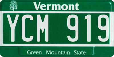VT license plate YCM919