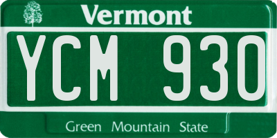VT license plate YCM930