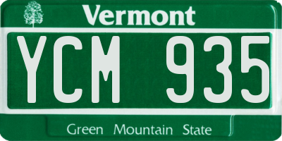 VT license plate YCM935