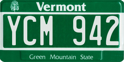 VT license plate YCM942