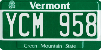 VT license plate YCM958
