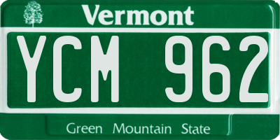 VT license plate YCM962