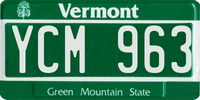 VT license plate YCM963