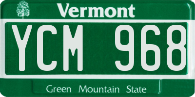 VT license plate YCM968