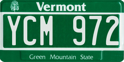 VT license plate YCM972