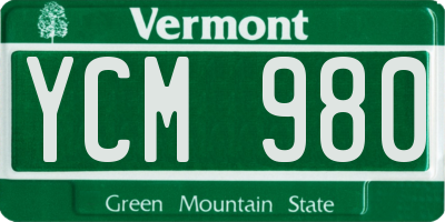 VT license plate YCM980