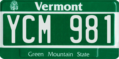 VT license plate YCM981