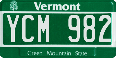 VT license plate YCM982