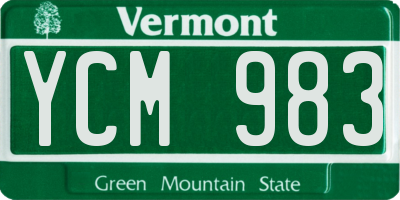 VT license plate YCM983