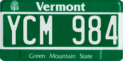VT license plate YCM984