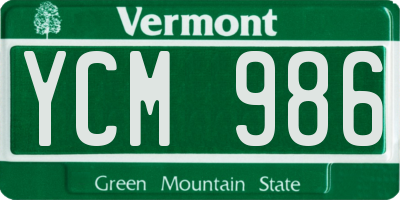 VT license plate YCM986
