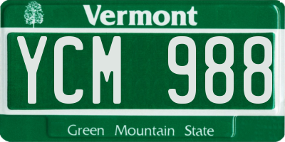 VT license plate YCM988