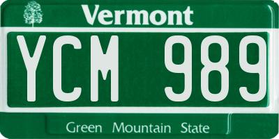 VT license plate YCM989
