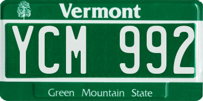 VT license plate YCM992