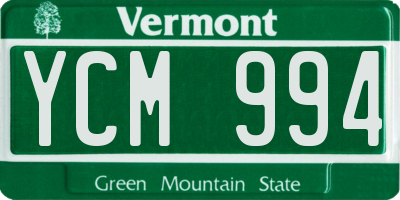 VT license plate YCM994