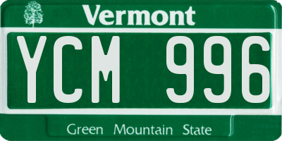 VT license plate YCM996