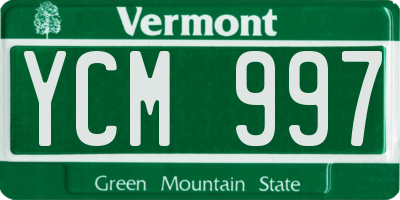 VT license plate YCM997