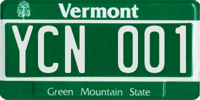 VT license plate YCN001