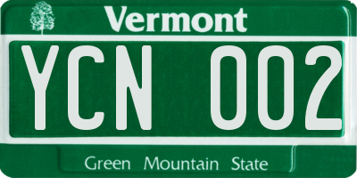VT license plate YCN002