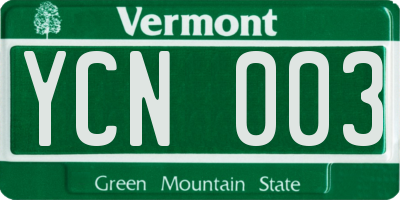 VT license plate YCN003