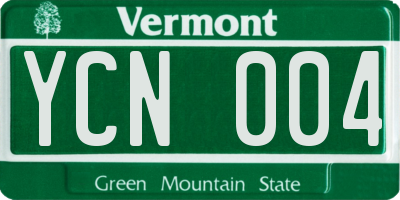 VT license plate YCN004