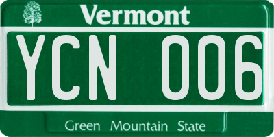 VT license plate YCN006