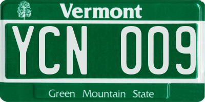 VT license plate YCN009