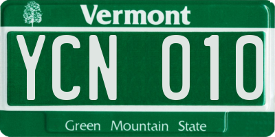 VT license plate YCN010