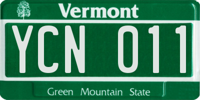 VT license plate YCN011