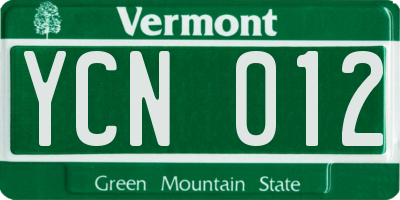 VT license plate YCN012
