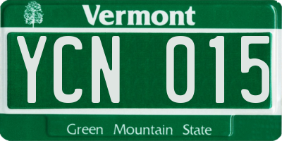 VT license plate YCN015