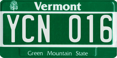 VT license plate YCN016