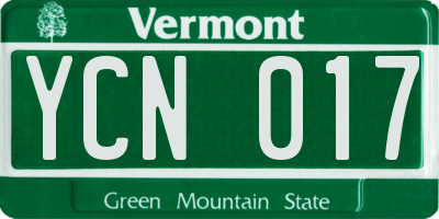 VT license plate YCN017