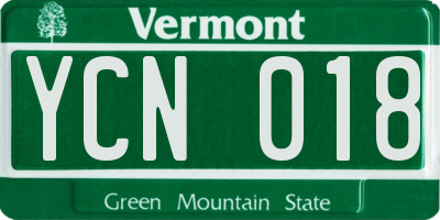VT license plate YCN018