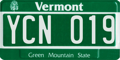 VT license plate YCN019
