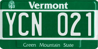 VT license plate YCN021