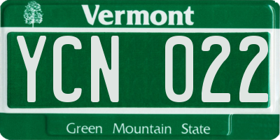 VT license plate YCN022
