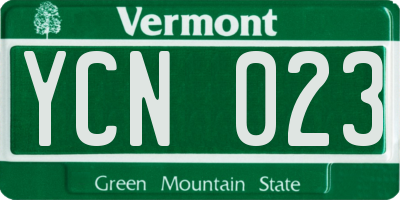 VT license plate YCN023