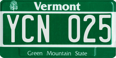 VT license plate YCN025