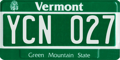 VT license plate YCN027