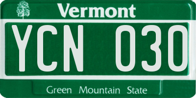 VT license plate YCN030